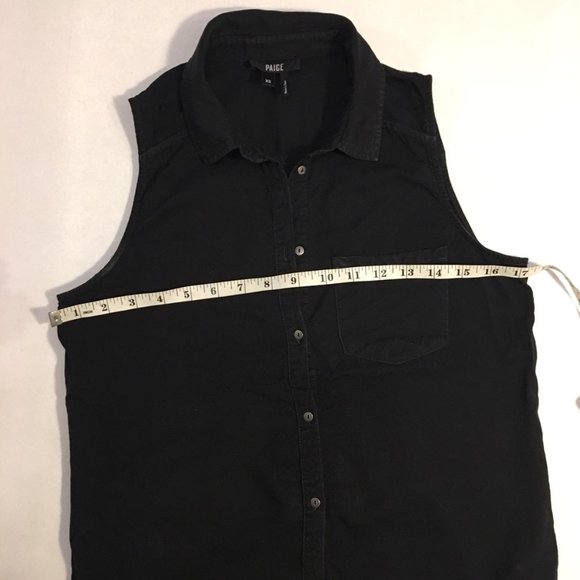 Paige Black Vest Top Buttoned Shirt Sleeveless XS - Picture 5 of 8